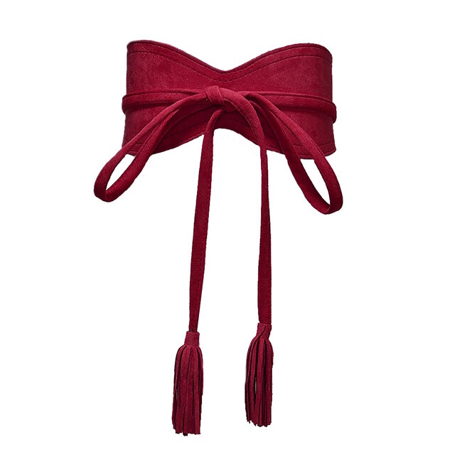 Fashion Favorite Suede Taille Knoopriem - Rood | Polyester | Fashion Favorite