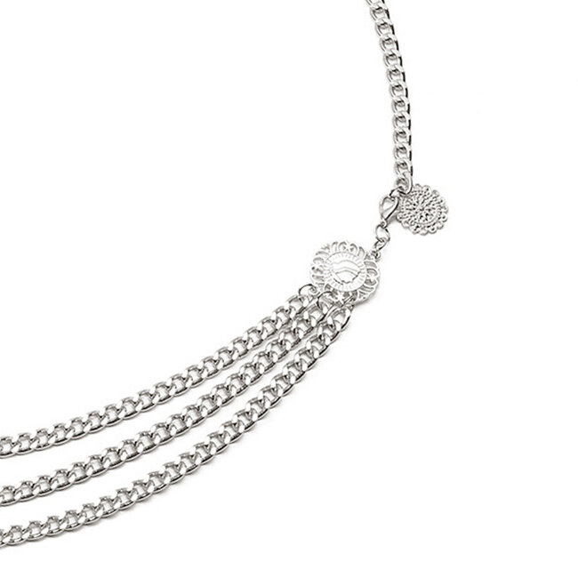 Buikketting Chain Coin - Zilverkleurig | 85 cm | Bijoux