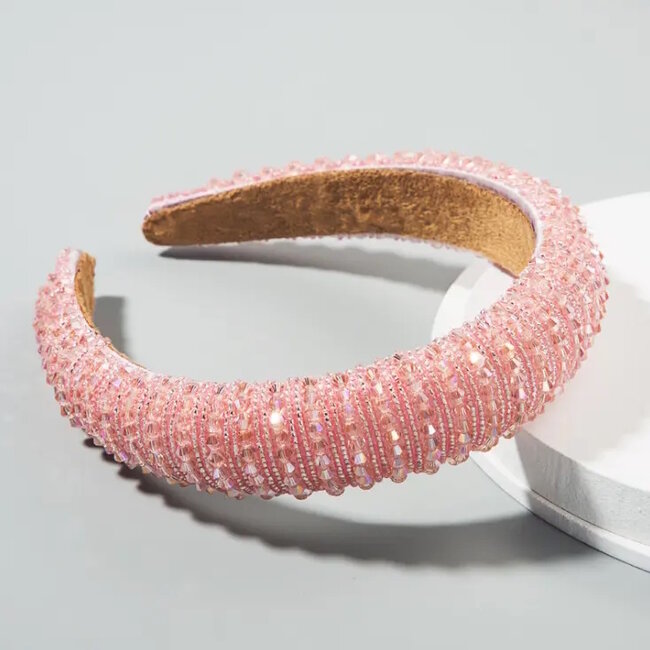Glitter Diadeem - Lichtroze | Kunststof / Polyester | Fashion Favorite