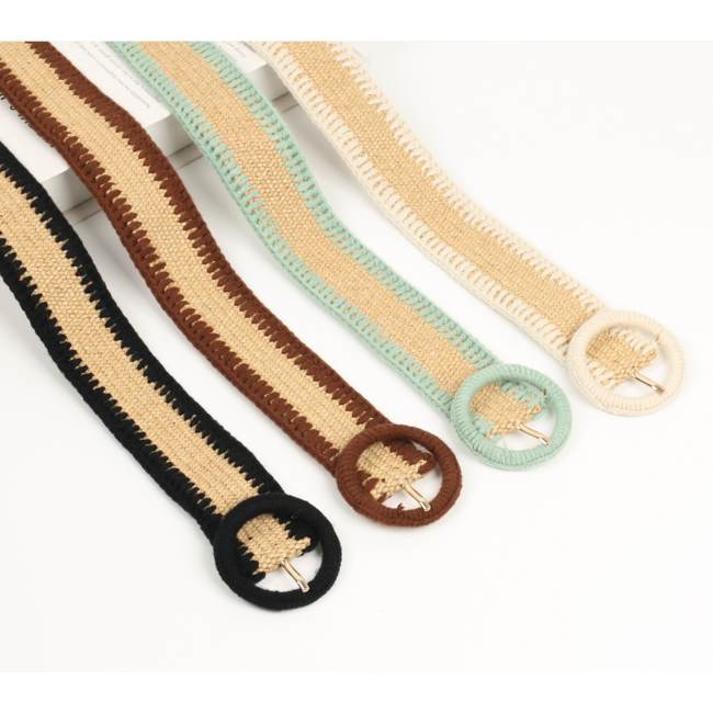 Gevlochten Riem Romee - Zwart | 95 x 4 cm | Kunststof / Katoen