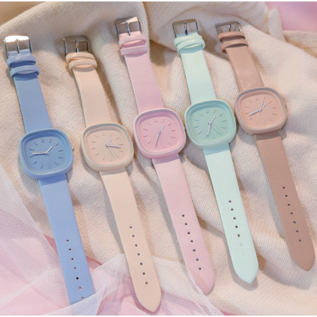 Pastel Color Horloge Square - Soft Pink | Siliconen | Ø 38 mm