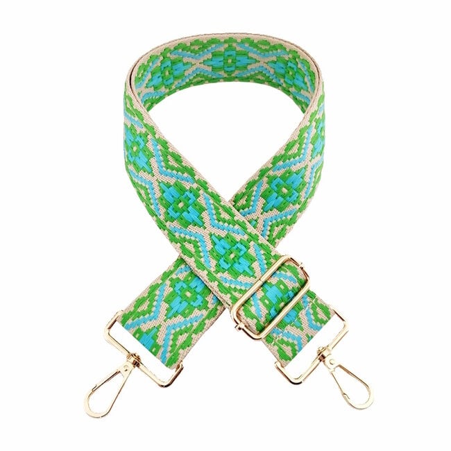 Bag Strap / Tas Riem Color | Groen/Blauw/Beige | 130 x 3,8 cm