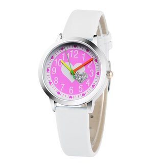 Fashion Favorite Kinder Horloge | Glitter Hart - Wit