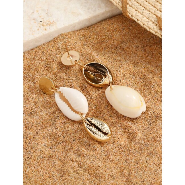 Ibiza Shell Oorhangers - Gold  | Schelp Oorbellen