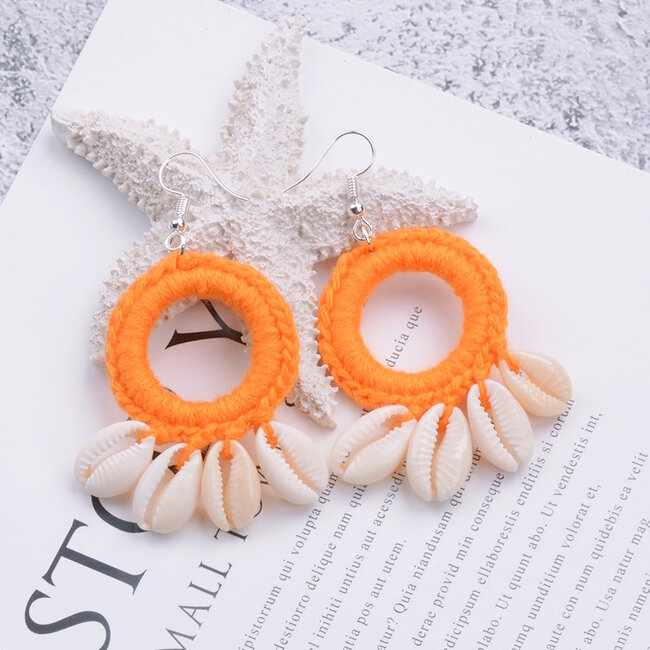 Sea Shell Oorhangers | Sun Orange | Schelp Oorbellen | Fashion Favorite