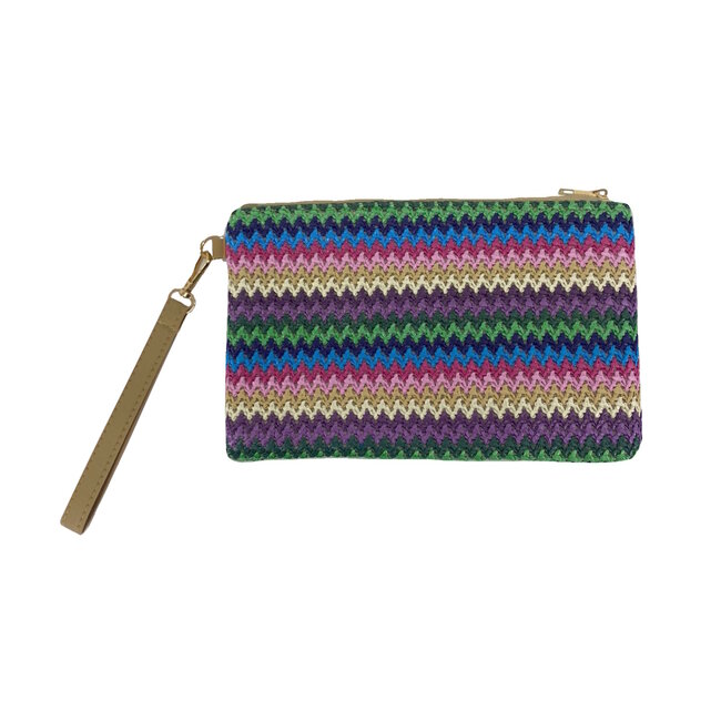 Fashion Favorite Yarah Ibiza Clutch | Groen/Roze | Telefoontasje / Handtas