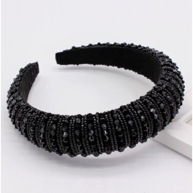 Glitter Diadeem - Zwart | Kunststof / Polyester | Fashion Favorite