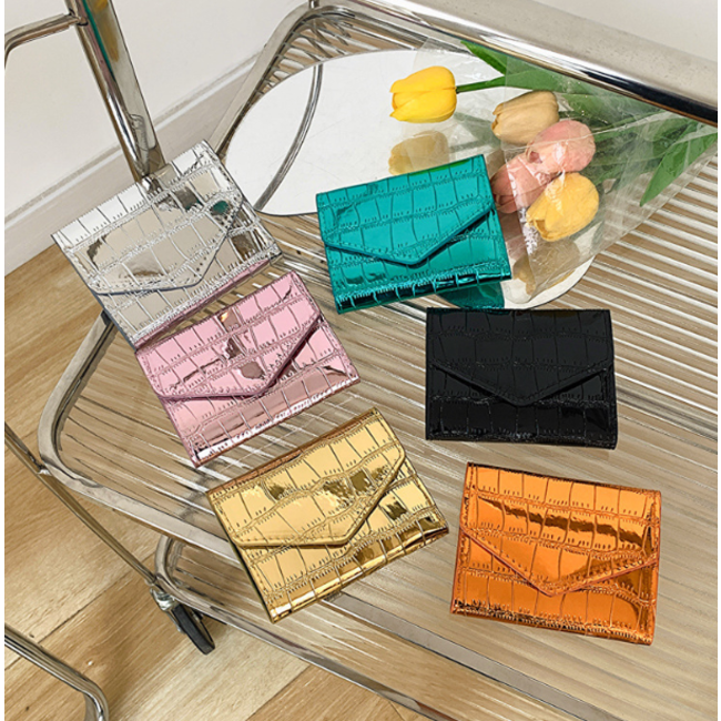 Portemonnee Croco - Oranje | 11 x 9 x 1 x cm | Kunstleer