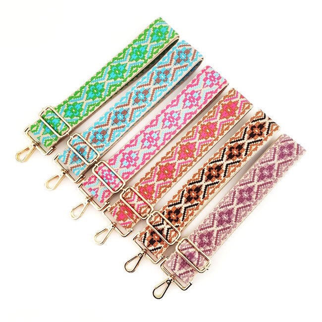 Bag Strap / Tas Riem Color | Roze/Blauw/Beige | 130 x 3,8 cm