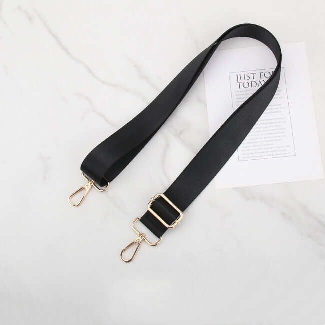 Bag Strap / Tas Riem Effen - Zwart/Zilver | 130 x 3,8 cm