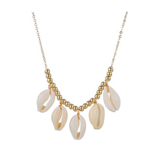 Fashion Favorite Ibiza Shell/Schelp Ketting - Goudkleurig/ Wit