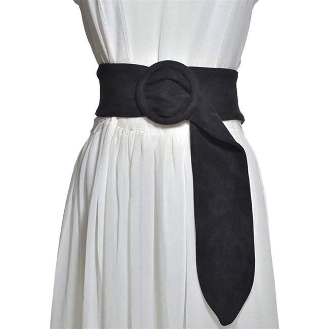 Suede Tailleriem - Zwart | 110 x 7 cm | Polyester