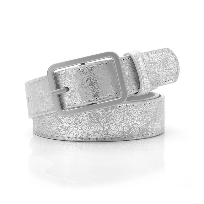 Fashion Favorite Metallic Riem - Silver/Zilver | Riemmaat 90 cm | Kunstleer / Staal
