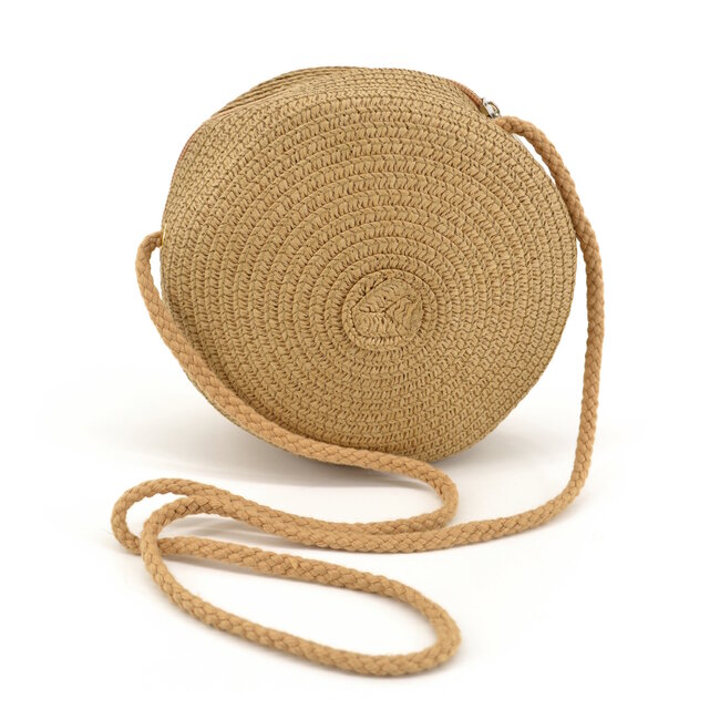 Fashion Favorite Rotan Ibiza Tasje Rond - Bruin | Telefoontasje / Strandtasje | Fashion Favorite