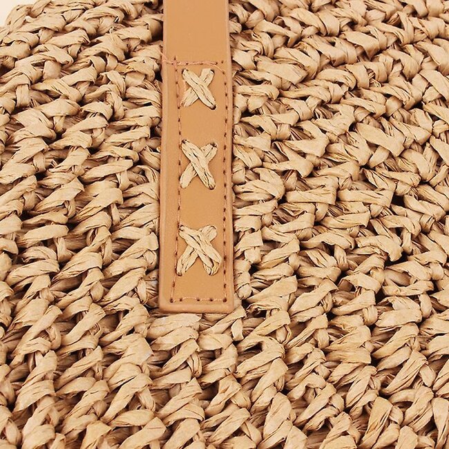 Ibiza Strandtas - Bruin | Schoudertas | Rotan / Polyester | 47x42 cm