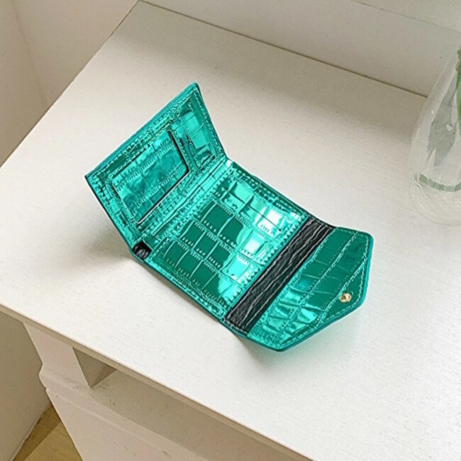 Portemonnee Croco - Zwart | 11 x 9 x 1 x cm | Kunstleer