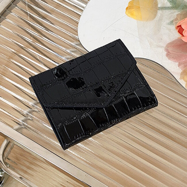 Portemonnee Croco - Zwart | 11 x 9 x 1 x cm | Kunstleer