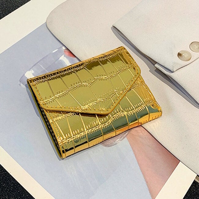 Portemonnee Croco - Goud | 11 x 9 x 1 x cm | Kunstleer