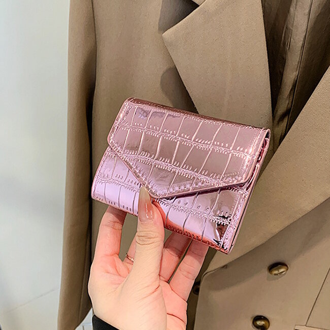 Portemonnee Croco - Roze | 11 x 9 x 1 x cm | Kunstleer