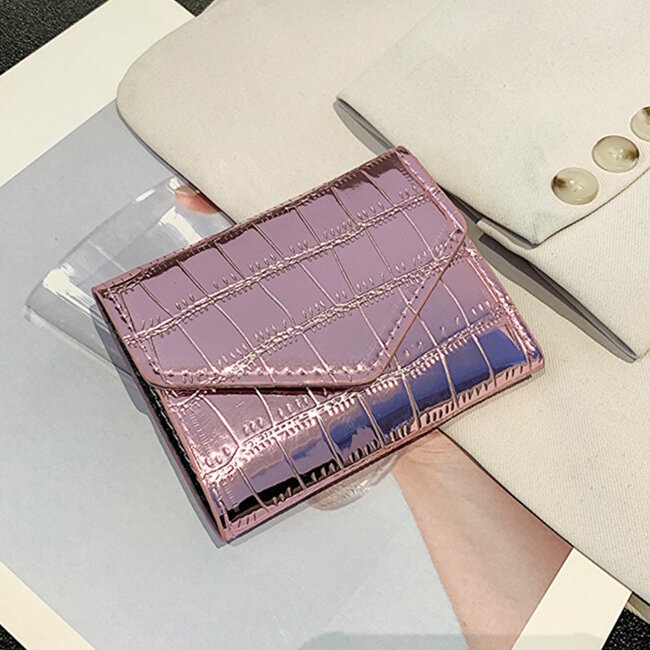 Portemonnee Croco - Roze | 11 x 9 x 1 x cm | Kunstleer