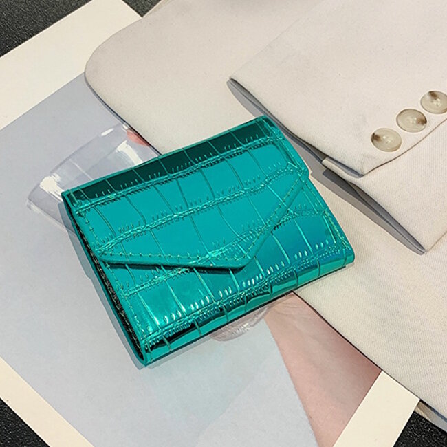Portemonnee Croco - Groen | 11 x 9 x 1 x cm | Kunstleer