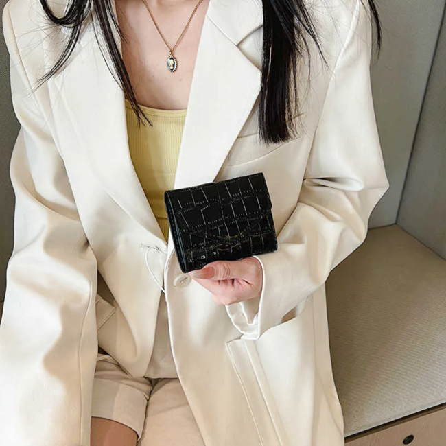 Portemonnee Croco - Oranje | 11 x 9 x 1 x cm | Kunstleer