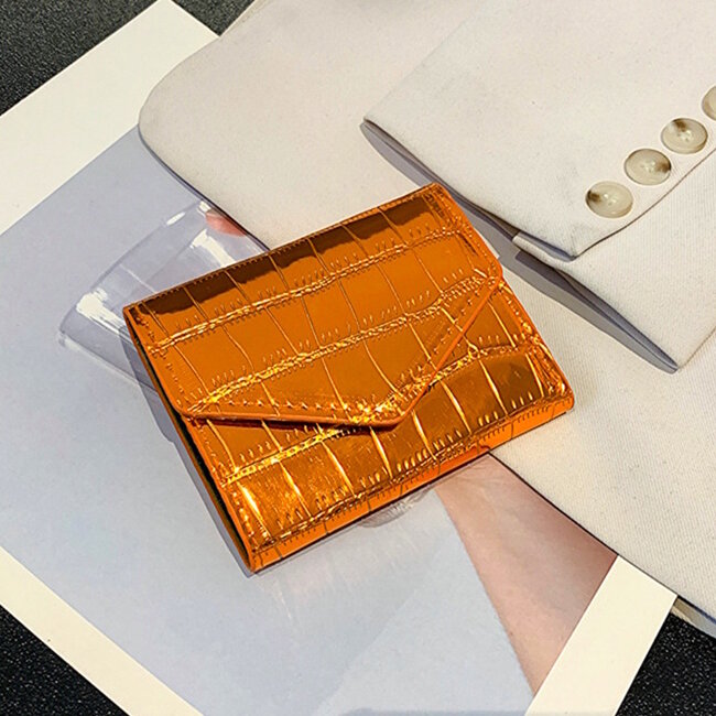 Portemonnee Croco - Oranje | 11 x 9 x 1 x cm | Kunstleer