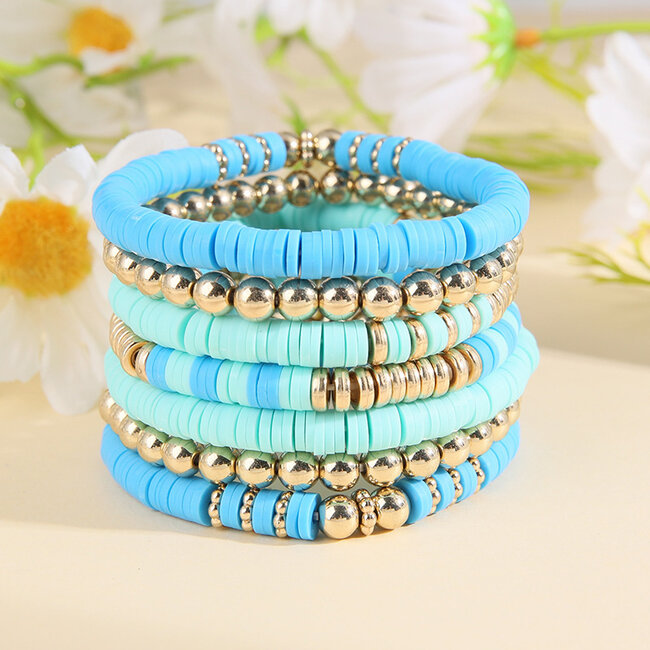 Bohemian Armbanden Set - Blauw/Groen | 7- delig | Fashion Favorite