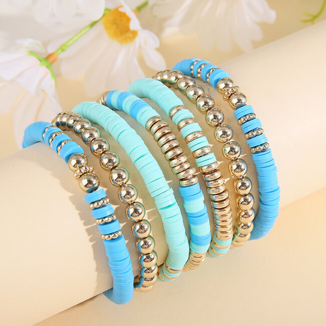 Bohemian Armbanden Set - Blauw/Groen | 7- delig | Fashion Favorite