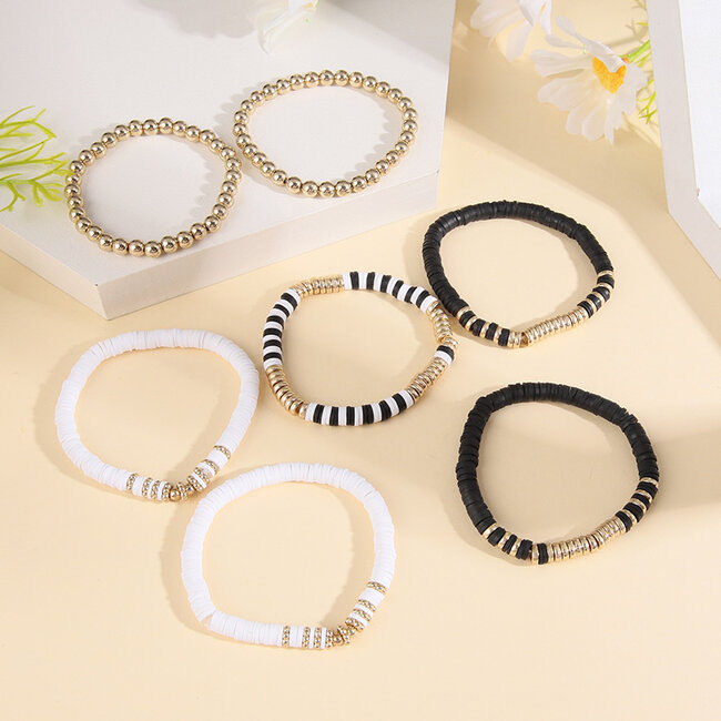 Bohemian Armbanden Set - Zwart/Wit | 7- delig | Fashion Favorite