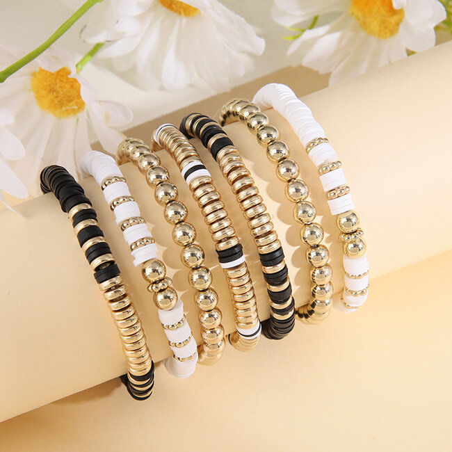 Bohemian Armbanden Set - Zwart/Wit | 7- delig | Fashion Favorite