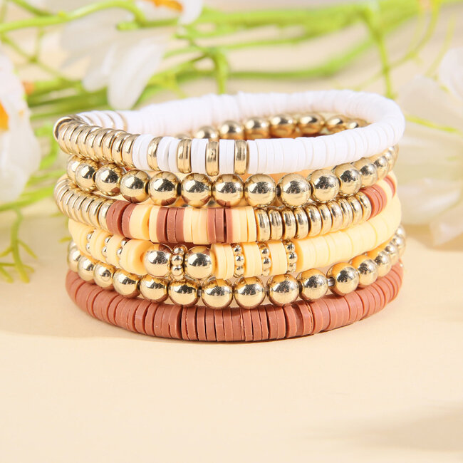 Bohemian Armbanden Set - Bruin/Beige | 6- delig | Fashion Favorite