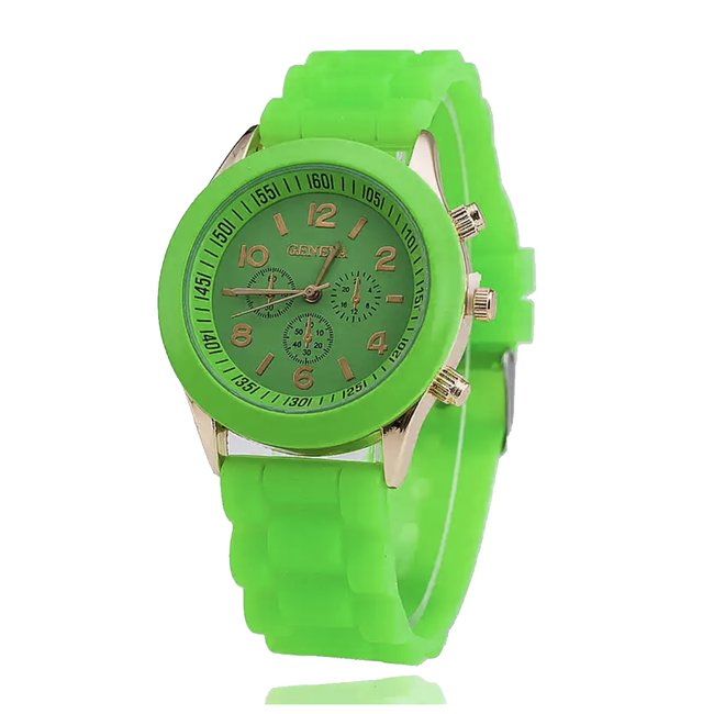 Geneva Geneva Siliconen Horloge - Groen | Fashion Favorite
