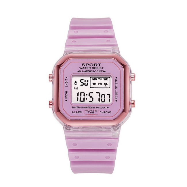 Fashion Favorite Color Digital Horloge - Paars | Ø 36,5 mm | Siliconen