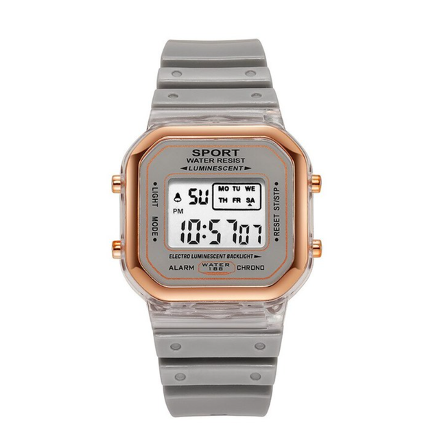 Fashion Favorite Color Digital Horloge - Grijs | Ø 36,5 mm | Siliconen