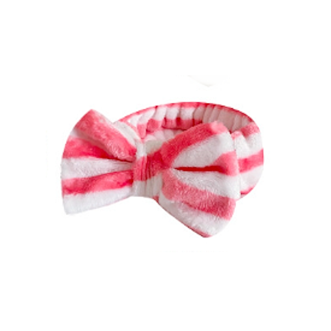 Fashion Favorite Fluffy Make-up Haarband Stripe | Roze/Wit | Badstof