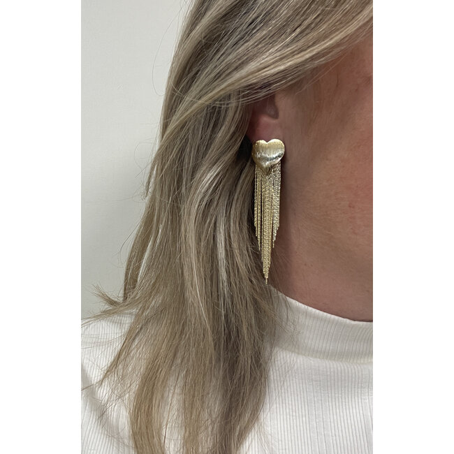 Feline Heart Oorbellen - Goudkleurig | 8 x 2 cm