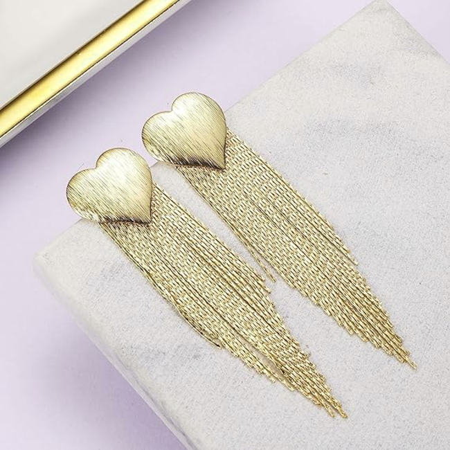 Feline Heart Oorbellen - Goudkleurig | 8 x 2 cm