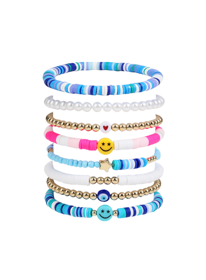 Smiley Armbanden Set - Blauw