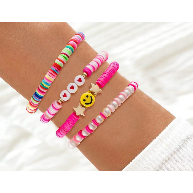 Smiley Armbanden Set - Blauw | 8- delig | Fashion Favorite