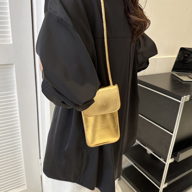 Smartphone Tasje - Metallic Goud | Kunstleer | Fashion Favorite