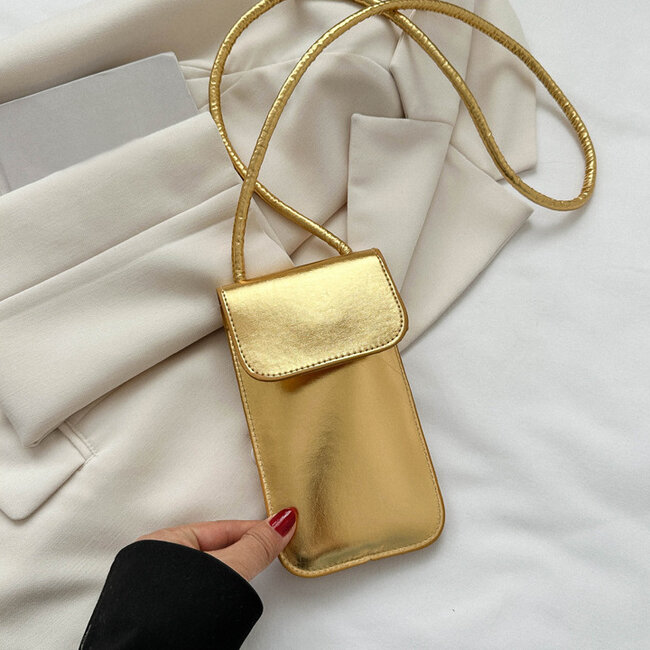 Smartphone Tasje - Metallic Goud | Kunstleer | Fashion Favorite
