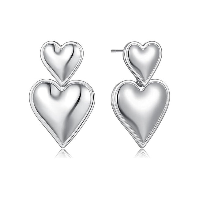 Fashion Favorite Love Heart Oorbellen - Zilverkleurig | 3,2 x 2,1 cm | Fashion Favorite