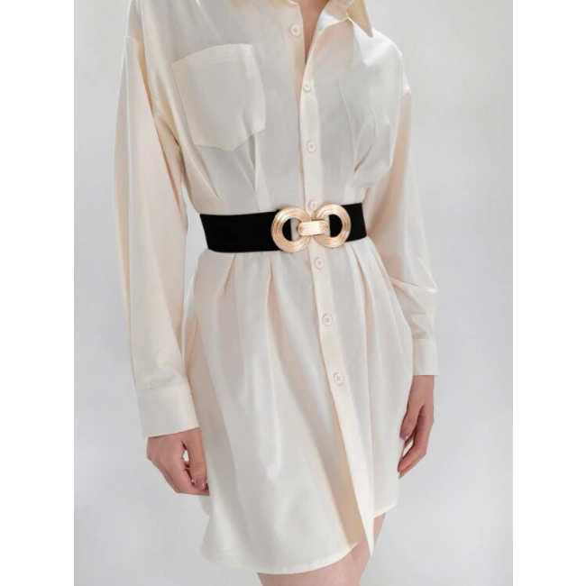 Elastische Riem - Cirkel Zwart/Goud | Metaal / Polyester / Elastaan