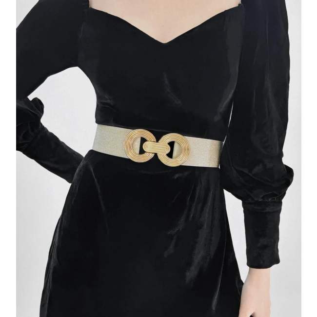 Elastische Riem - Cirkel Goud/Gold | Metaal / Polyester / Elastaan