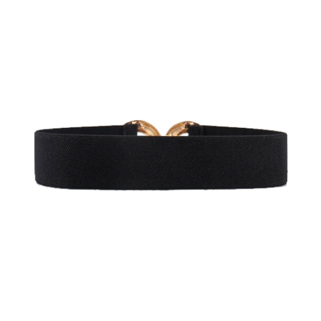 Elastische Riem - Cirkel Zwart/Goud | Metaal / Polyester / Elastaan