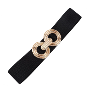 Fashion Favorite Elastische Riem - Cirkel Zwart/Goud