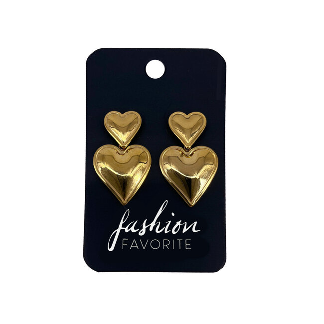 Love Heart Oorbellen - Goudkleurig | 3,2 x 2,1 cm | Fashion Favorite