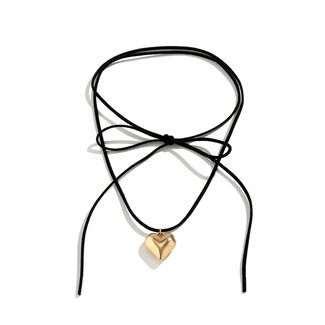 Fashion Favorite Koord Ketting Hart | Zwart/Goud