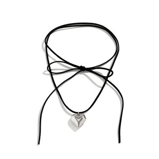 Fashion Favorite Koord Ketting Hart | Zwart/Zilver